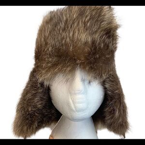 VINTAGE Russian Style Brown Fur Hat